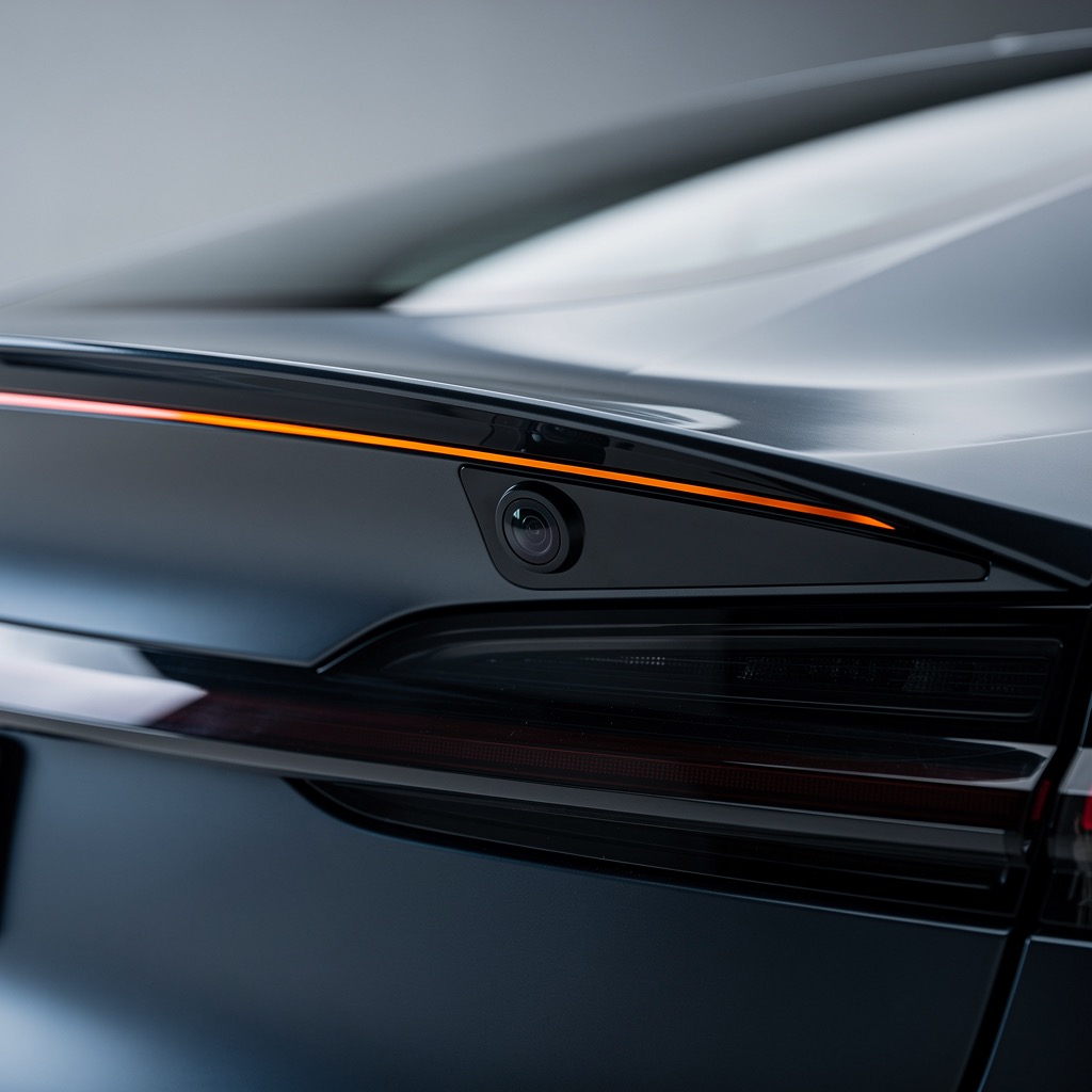 Smoked sensor strip integrated into the rear spoiler.