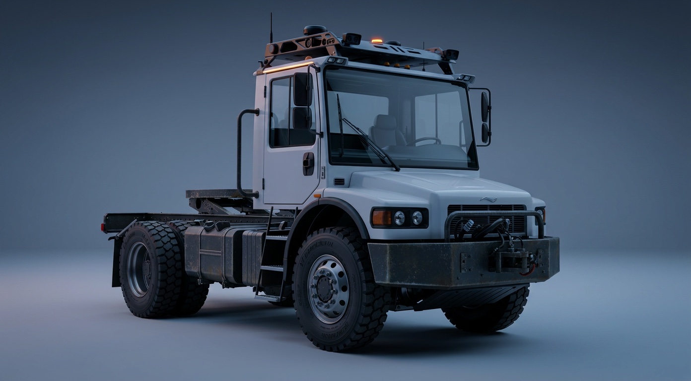 A port terminal yard tractor wearing the VahAtman sensor crown.